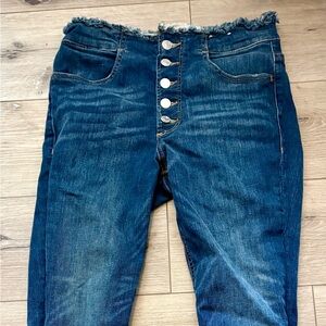 Express Dark Blue High Rise Button Jeans